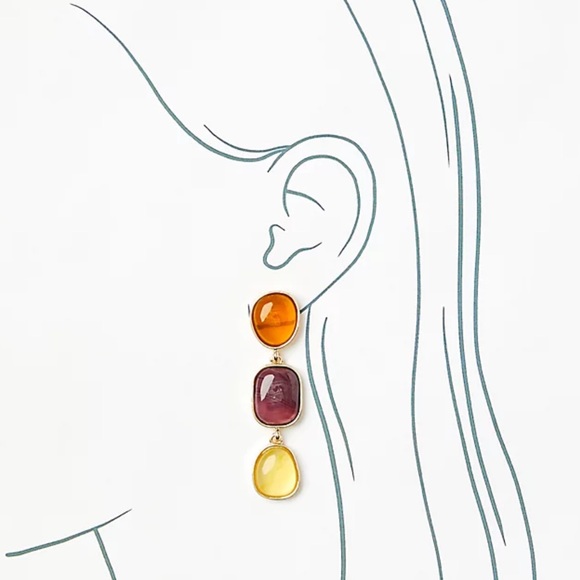 NWT Loft Mixed Stone Drop Statement Perfect Plum Earrings - Picture 2 of 3